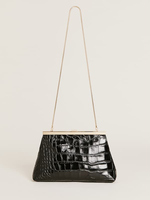 Iliana Shoulder Bag - Black Croc Emboss